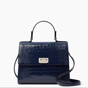 Kate Spade Leather Navy Croc embossed handbag